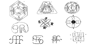 Ten proposed designs for the Society logo